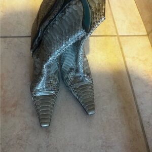 LUCIANO PADOVAN Boots Pointy Toe Dress Shoes Snake Skin Heels